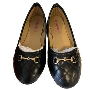 Black Quilted Ballerina Flats Youth Size 4 NIB Kensington Girl